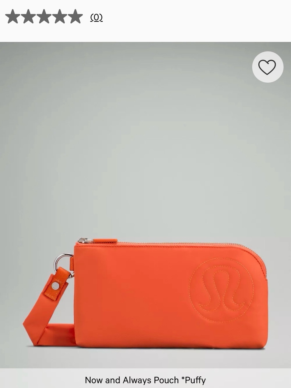 lululemon athletica Orange Now & Always Puffy Wristlet Pouch